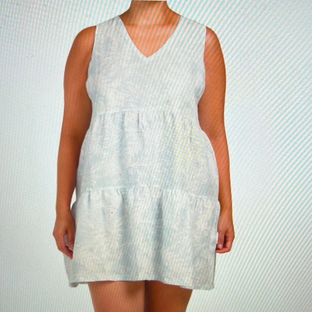 NWT TAHARI | Plus Linen Tiered Mini Dress | Size 2X